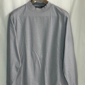 Carnoustie Men's Mock Neck Mercerized 100% Cotton Long Sleeve Shirt - Grey - XL